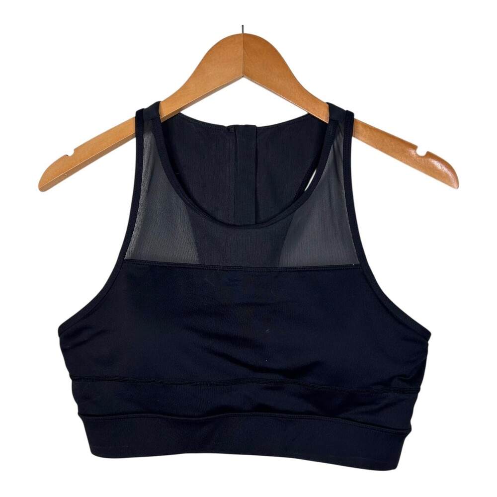 Zyia Active Sports Bra Womens XL Black High Neck Mesh Back Zip Athletic Workout